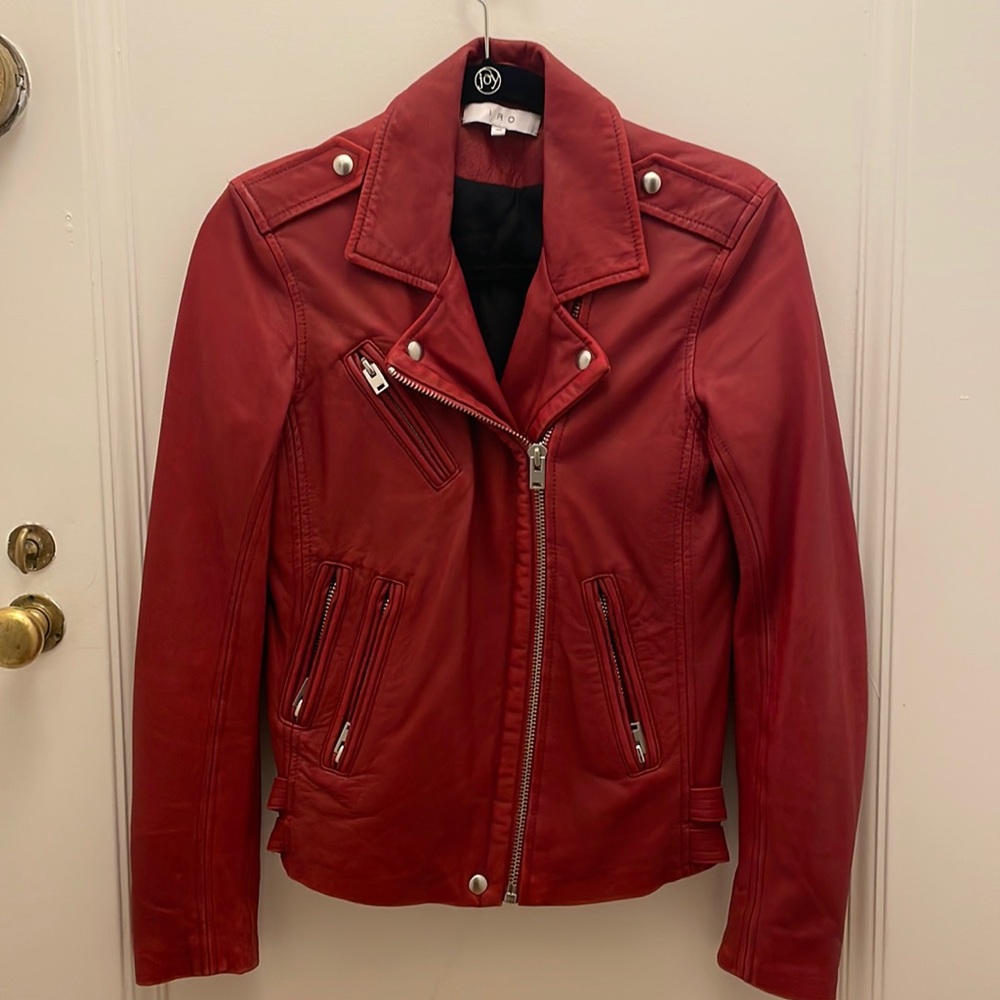 Iro red leather Moto jacket